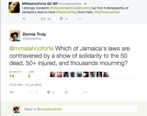 Marlene Malahoo-Forte's tweet in question